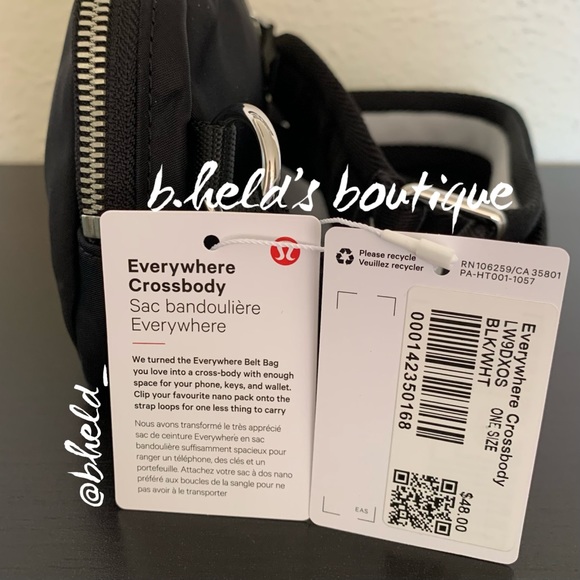 lululemon Everywhere Crossbody Bag in Black/White Neutral OS Brand New NWT - Picture 3 of 16